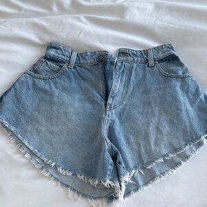 Pinko Blue Frayed Hem Jean Shorts